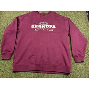 Croft & Barrow Grandpa Mens M Golf Sweatshirt Maroon Long‎ Sleeve Pullover